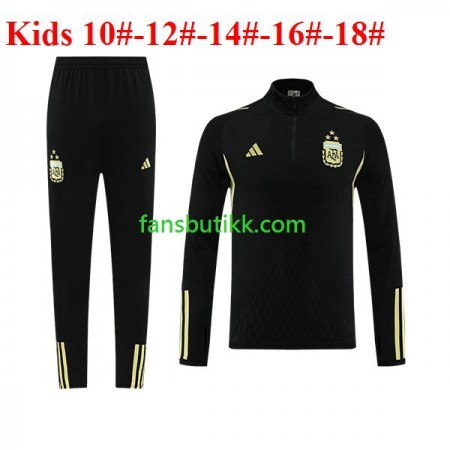 Argentina Barn Svart Treningsdresser 2023-2024